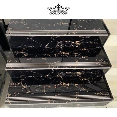 Wholesale Natural Marble Stone Customized Size Black Marble Tiles for Anti-Slip Stairs