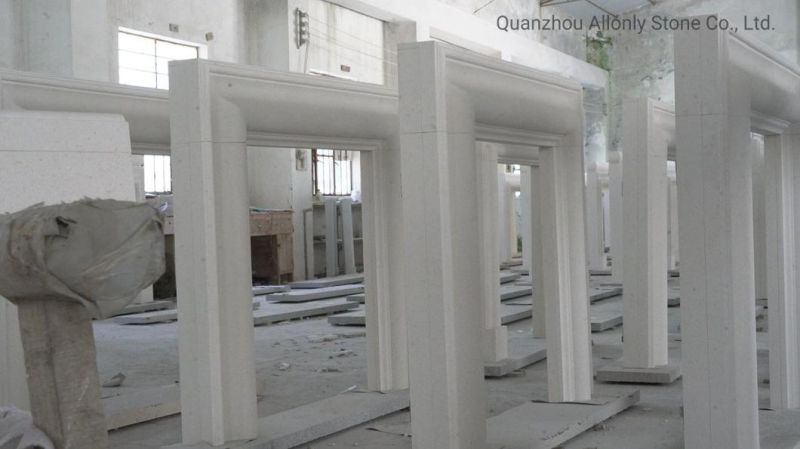 Modern Natural Stone Mantel White Limestone Fireplce for Indoor Decoration Design