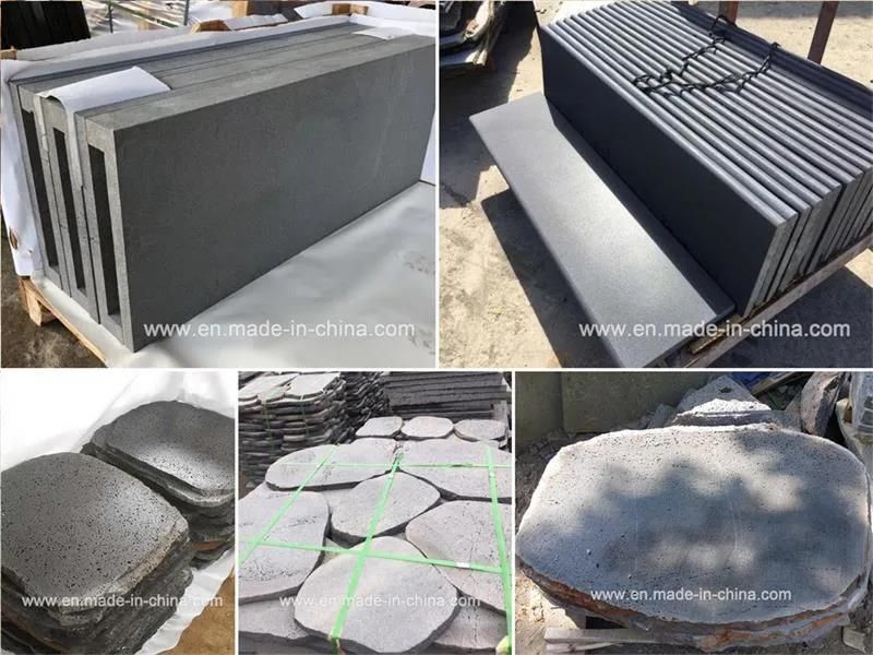 Wholesale Big Hole Grey Black Lava Stone Tile, Lava Paving Stone