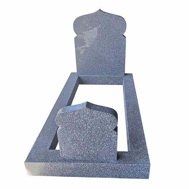 Muslim Style Large China Grey Granite Double Kerb Tombstone