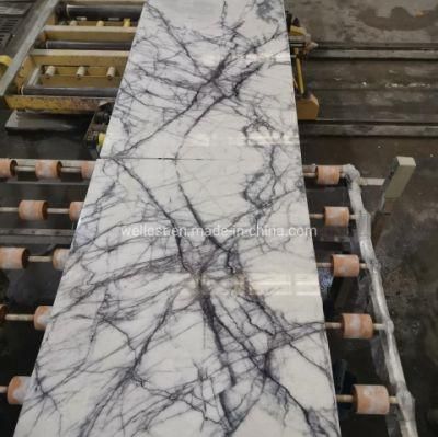 Lilac White Big Slabs Bookmatched Marble for Background Wall, Fireplace