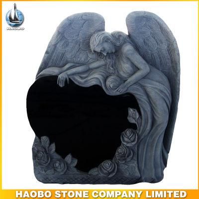 Shanxi Black Angel Headstone with Rose