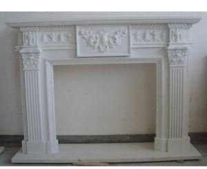 Antique Indoor Freestanding Decoritive White Marble Fireplace with Mantel Surround