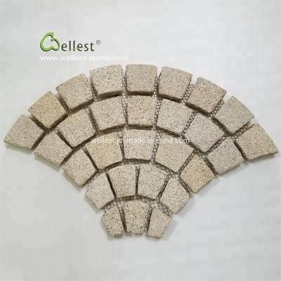 Natural Rusty Yellow Granite Cobble Stone on Mats