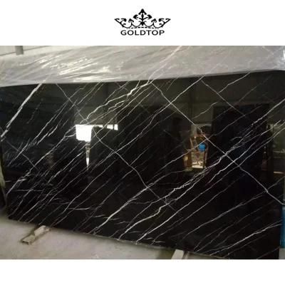 China Factory Nero Marquina Black Book Match Marble Slab for Bathroom/Kitchen Countertop/Vanity