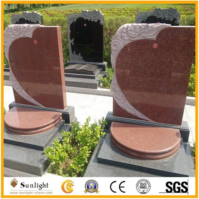 Polished China Headstone Factory Imperial Red Granite Memorial Stone Headstone