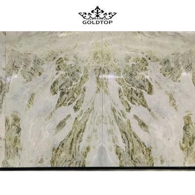 Green Marble Book Match Green Stone Slabs for Flooring/Wall Tiles and Kitchen/Bathroom Countertop