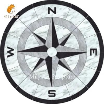 Modern Geometric Style White and Grey Stone Marble Medallion