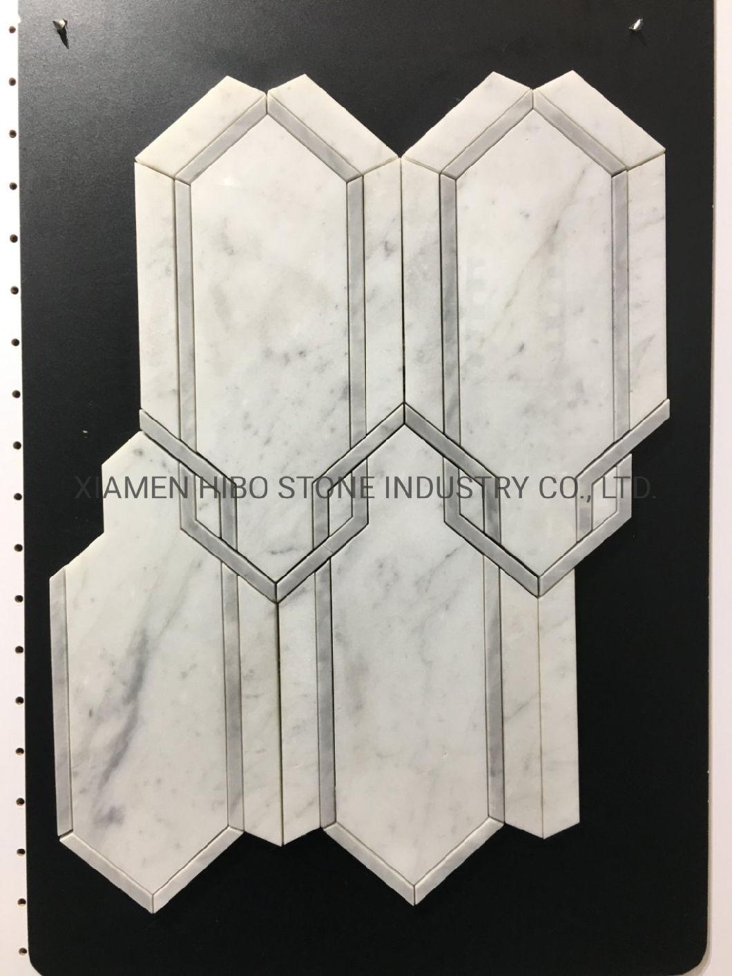 Natural Black and Brass Waterjet Marble Mosaic Wall Tile