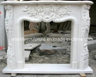 High Polished Stone Sculpture Decoration Marble Fireplace (SYMF-025)