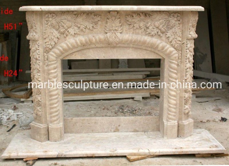 Classic Home Decoration Stone Sculpture Small Marble Fireplace (SYMF-030)