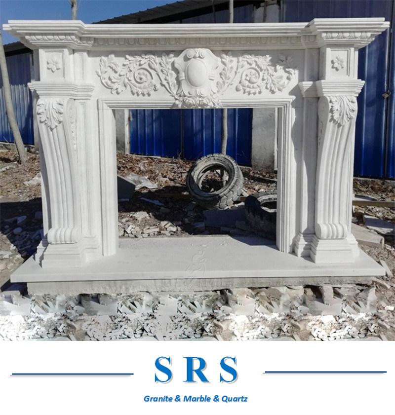 China White Marble Sculpture Fireplace Stone Mantel