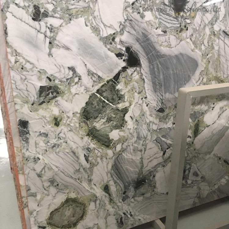 Luxury Stone White Beauty Ice Jade Green Marble Slabs Countertop for Kitchen Decoration