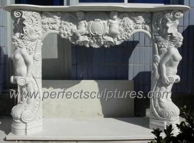 Italian Style White Marble Fireplace Mantel for Indoor Decorative (QY-LS039)