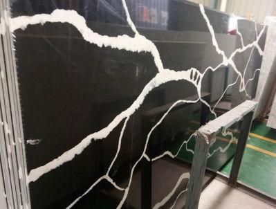Building Material Calacatta Black Quartz Slabs for Countertops