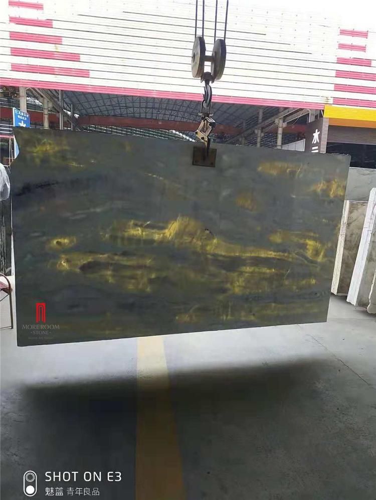 Yunfu High Quality Onyx Light Green Blue Sky Backlit Thin Marble Slab