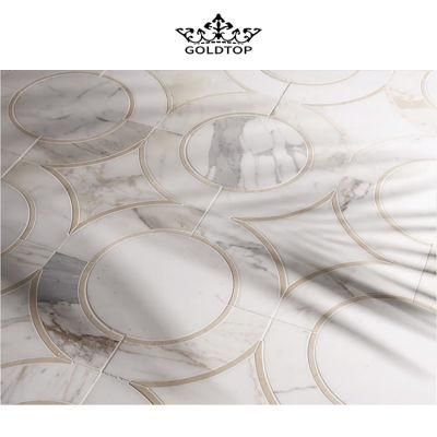 Calacatta Gold/White Marble Mosaic Tile Bathroom Kitchen Backsplash White Marble Mosaic Tile