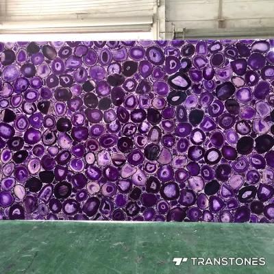 Polished Backlit Translucent Natural Agate Slab Stone for Interior Ceiling