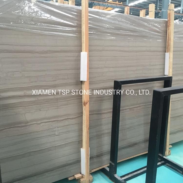 Chinese White Blue Grey Wooden Vein Wood Grain Marble Slab Tile