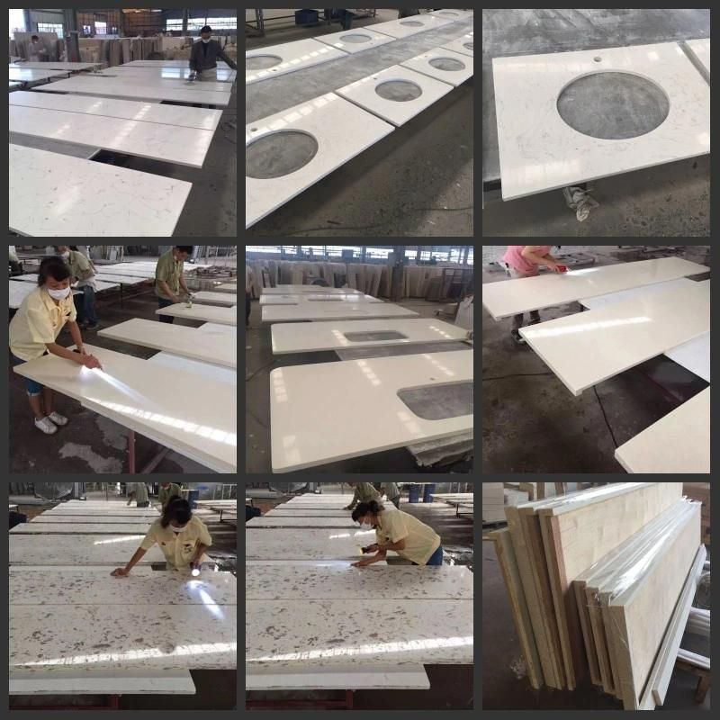 Pre Cut Artificial Pure White Quartz Countertop for Home Kitchen Top