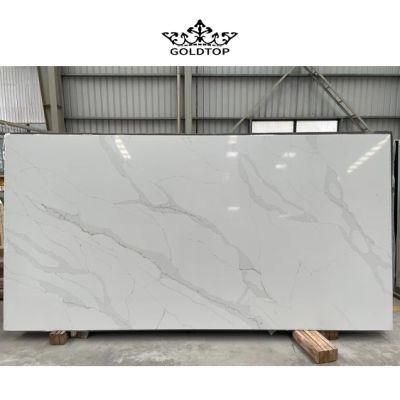 Factory Wholesale Artificial Stone Polished/Honed Surface Kitchen/Bathroom Countertop Calacatta Leon Quartz for Home