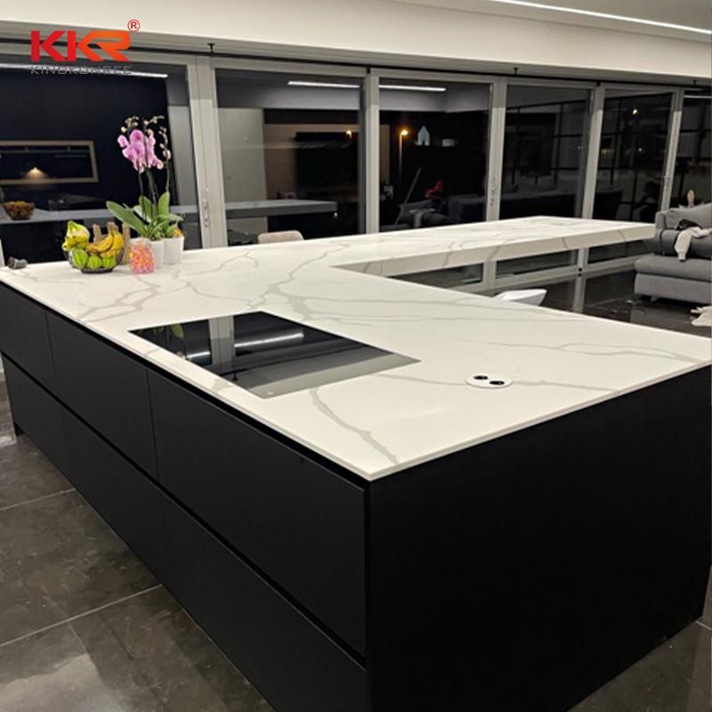Kingkonree Customized Artificial Stone Sparkle Black Quartz Kitchen Countertop