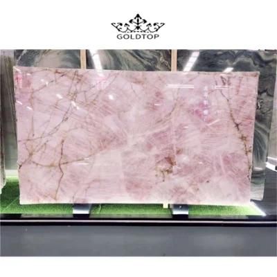 Pink Crystal Tabletops Bathroom Vanity Kitchen Cabinet Countertops Island Worktop Wall Panels Tiles Natural Stone Marble Slab
