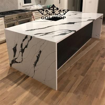 New Design 3200X1600mm Polished Surface Artificial Marble Look Calacatta Prada Quartz for Kitchen Countertops