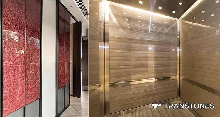 Decorative White 3D Straight Line Design Honeywood Slab for Living Room Wall