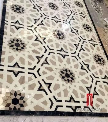 Classical Marble Stone Mosaic Inlay Waterjet Cutting Shape Tile for Floor