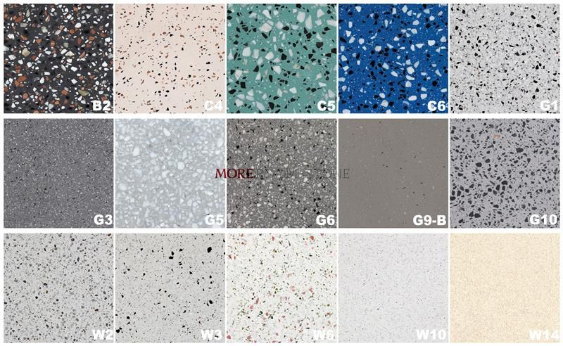 Engineered Stone Bathroom Wall Decor Light Grey Terrazzo Slab