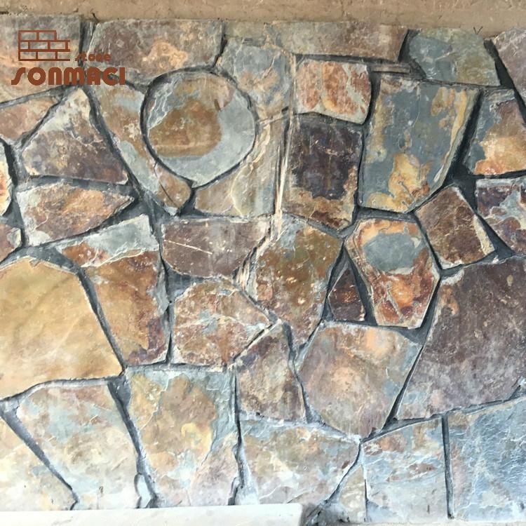 Natural Rusty Irregular Loose Slate Stone Cladding