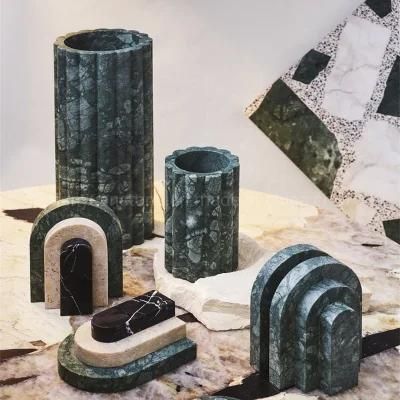 Home Decor Accessories Creative Book Ends Natural Stone Decorative Marble Bookends Set