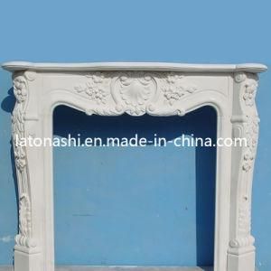 OEM Design Home Decoration White Marble Stone Fireplace with Mantel