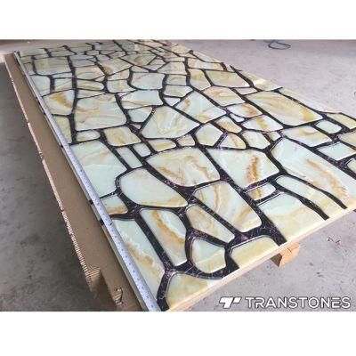 Carved Design Artificial Onyx Alabaster Stone for Decorative Reception Desk