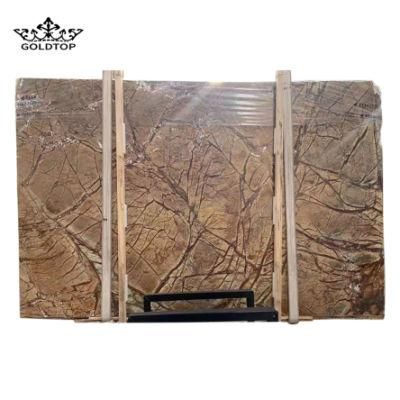 Rainforest Brown Marble Vein Kitchen Countertops Island Worktop Table Tops Bathroom Vanity Wall Panels Natural Stone Tiles Marble Slabs