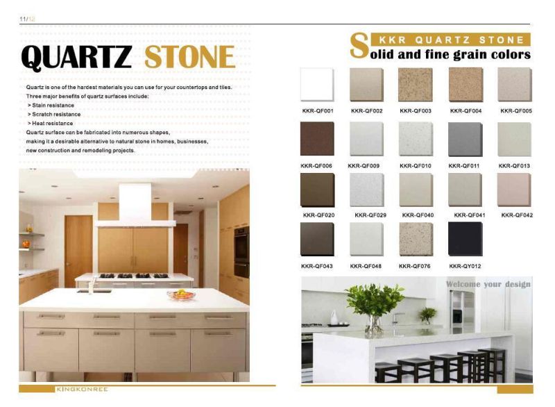 Kingkonree Artificial Stone Engineer Quartz Stone Slab for Floor Tile