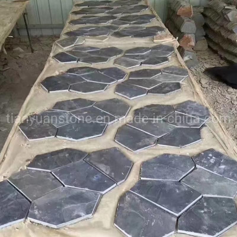 Irregular Black Blue Grey Slate Flagstone for Outdoor Paving