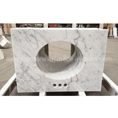 Natural Stone Bianco Carrara White Marble Bathroom Countertop