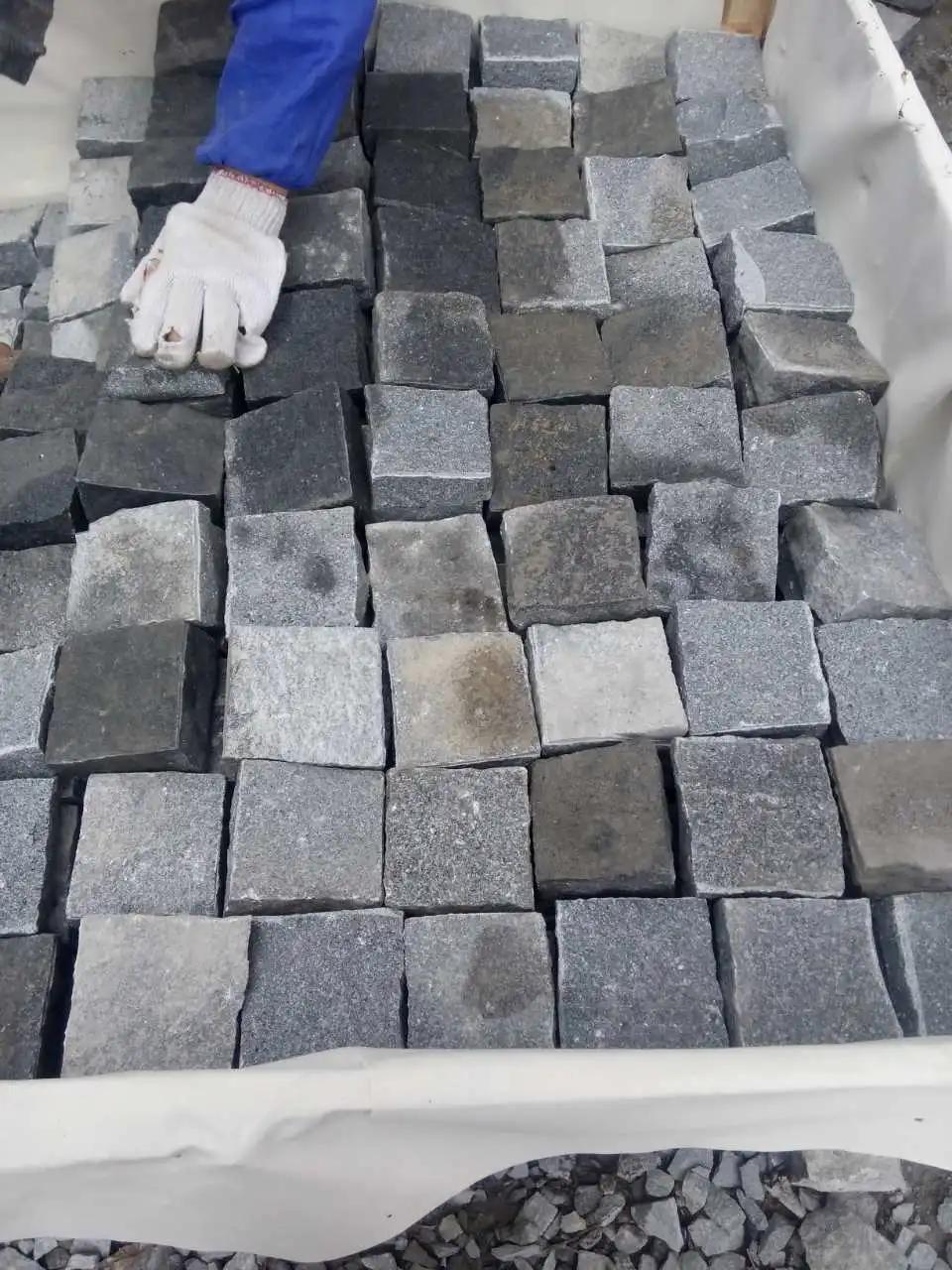 Cube Stone Paving Stone Natural Split Grey Granite Stone