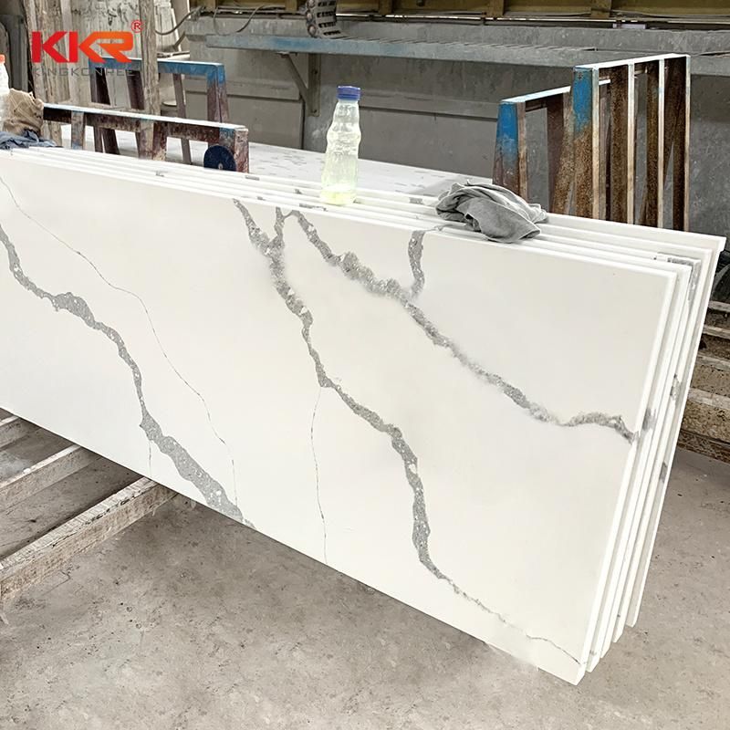 Big Slab Faux Marble White Artificial Quartz Slabs for Countertop/Vanity Top
