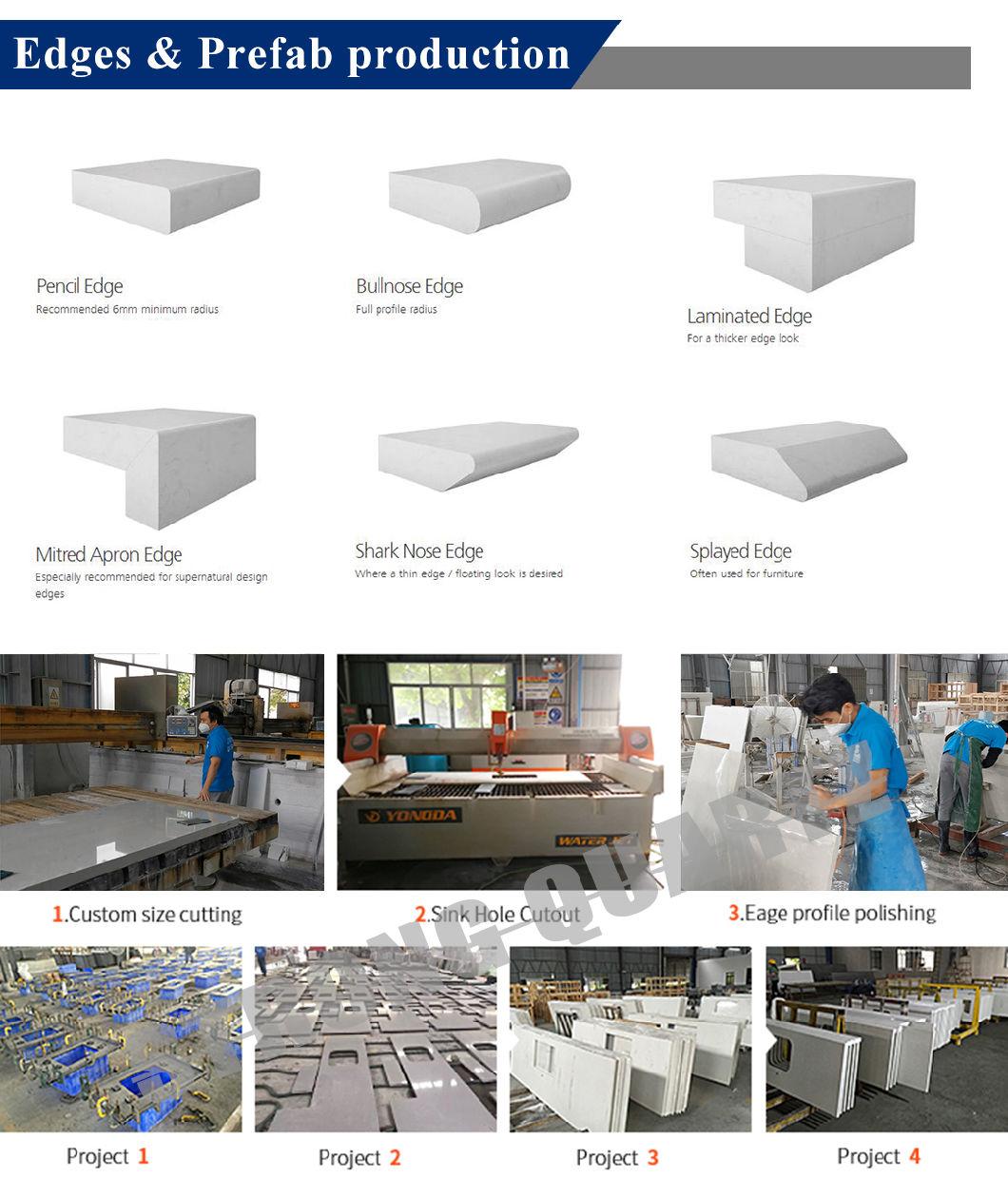 Wholesale Prefab Carrara White Quartz Stone Kitchen/Bathroom Countertop