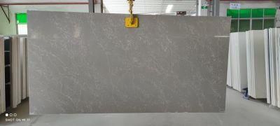 SGS Light Marble Grey Vines Quartz Stone Sheet Easy Stain for Kitchen Countertop