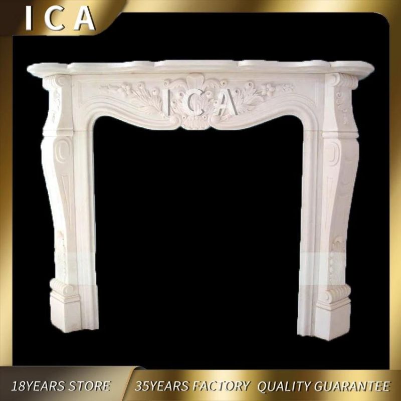 Marble Fireplace Indoor Decoration Classical Design White Stone Fireplace