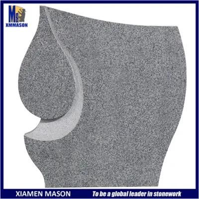 Factory Supply Upright Grey Granite Tombstone with Unique Design