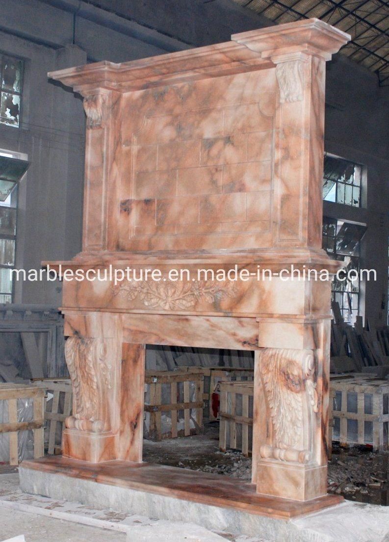 New Design Red Double Marble Fireplace Home Decoration (SYMF-167)