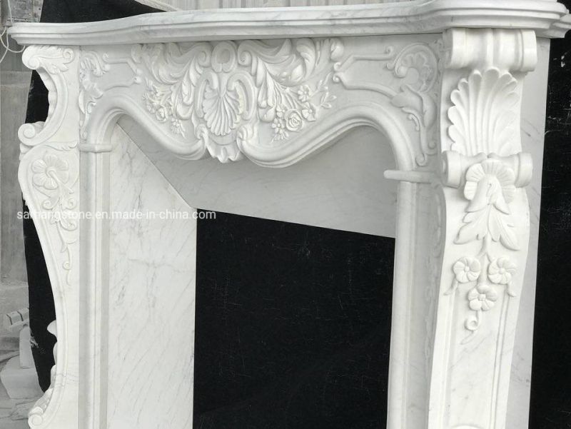 French Style Popular Design Hand Carved Decorative Marble Fireplace