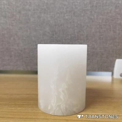 Translucent White Alabaster Plot Matt Black Marble LCP Trilogy for Luxury CD Perfume Display