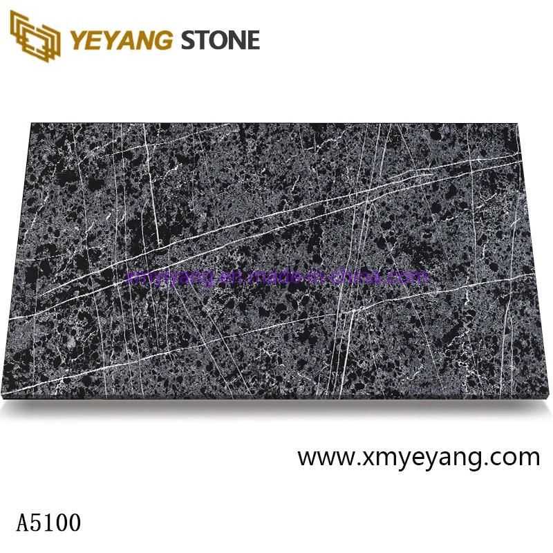 Black Quartz Countertops Artificial Quartz Slab for Kitchen Backsplash/Table/Bathroom/Office Worktop