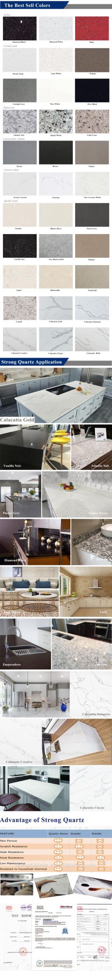 Buliding Material Calacatta White Quartz Stone